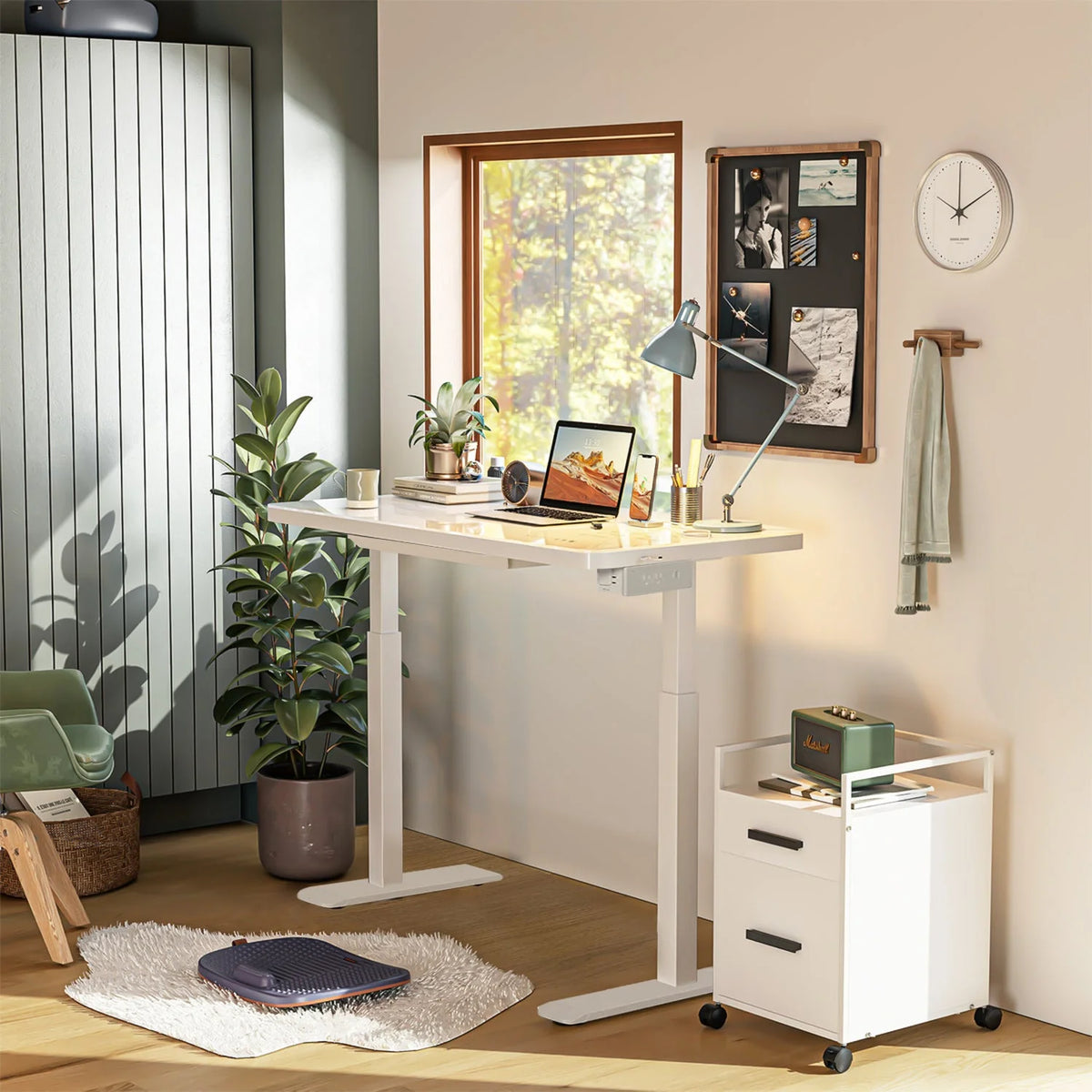 White Glass Tabletop Standing Desk X54780
