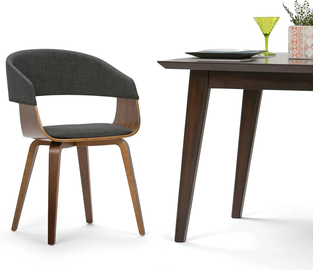 Charcoal Grey Linen Look Fabric Dining Chair R1711