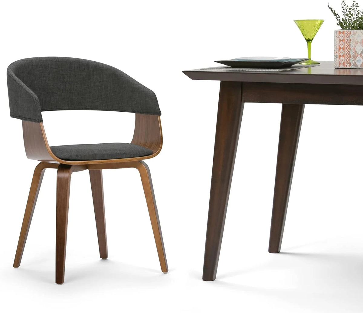 Charcoal Grey Linen Look Fabric Dining Chair R1711