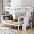 White Twin-Over-Full Bunk Bed with Storage and Guard Rail C11026