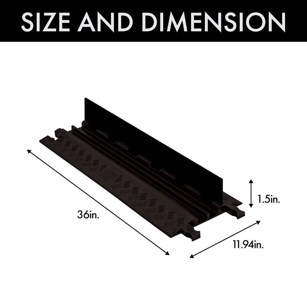 Polyurethane Heavy-Duty 2-Channel Low-Profile Cable Protector with Standard Ramp I554270