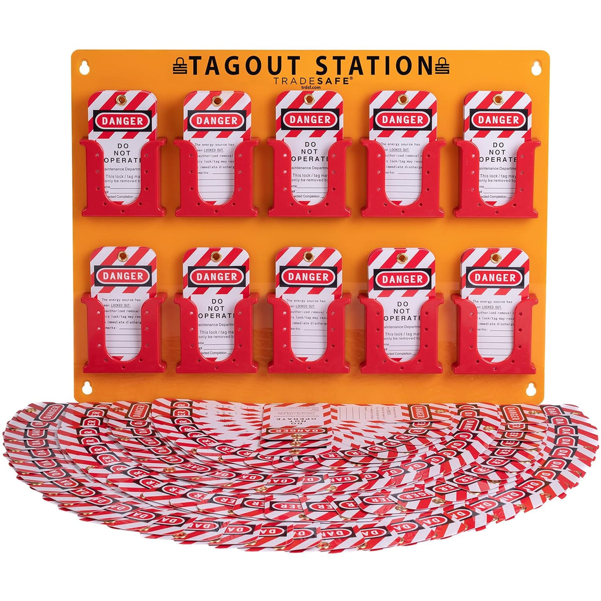 Wall-Mountable Lock Out Tags Station with 10 Holders E790