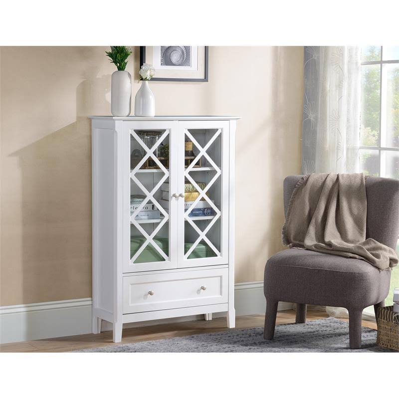 White Wood Accent Cabinet with Two Doors Q9236