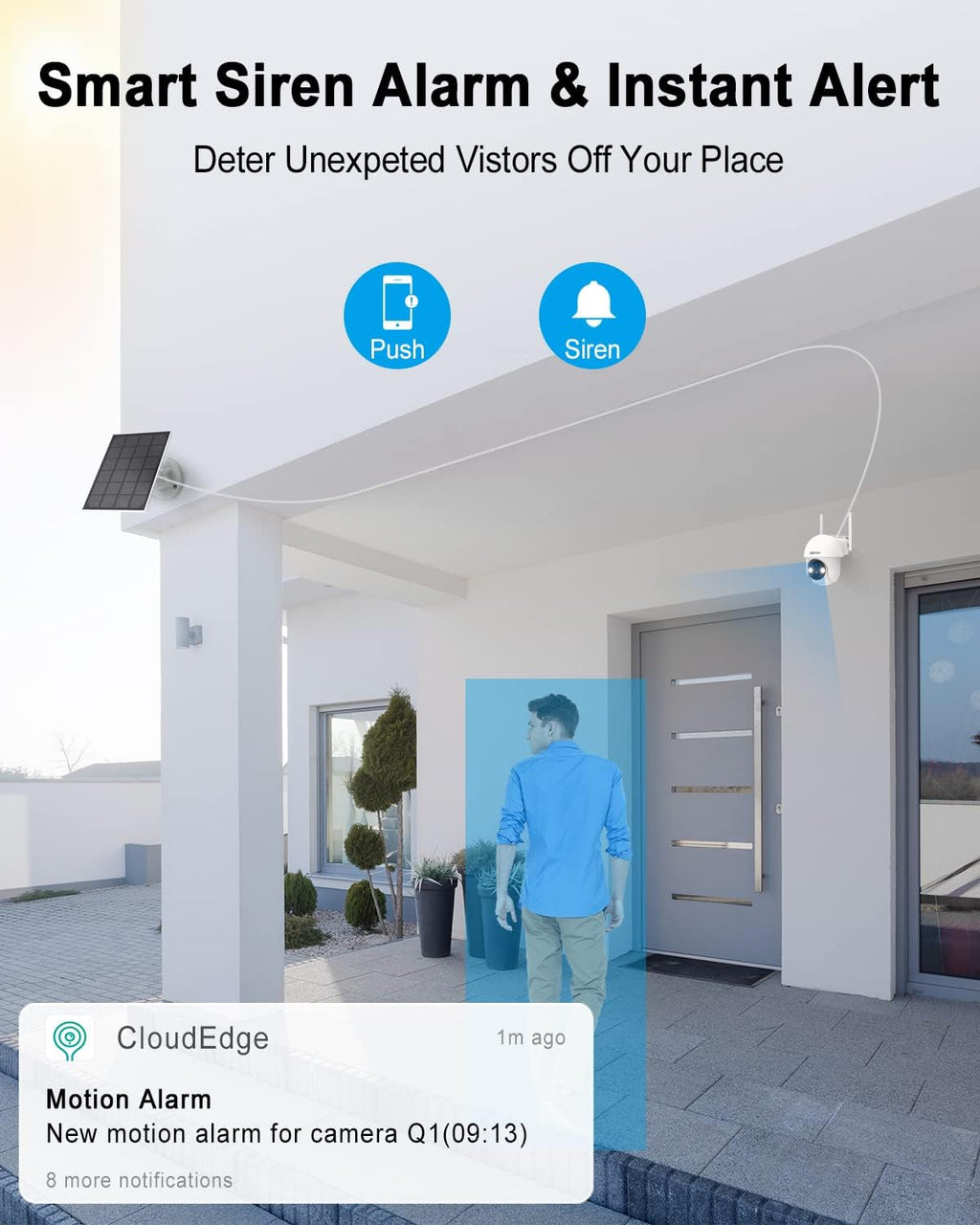 Wireless Outdoor Security Camera with 360° View, Solar, Color Night Vision, IP65 H4161