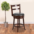 Cappuccino Wood Counter Height Stool with Black Swivel Seat B957835