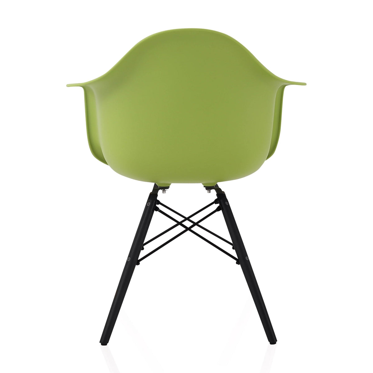 Green Molded Plastic Dining Arm Chair with Black Wood Legs Z4367