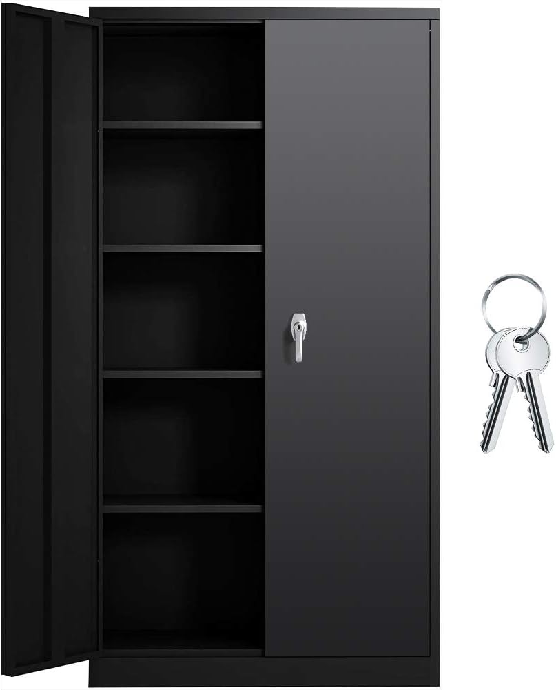Lockable Steel Storage Cabinet with 2 Adjustable Shelves N8556