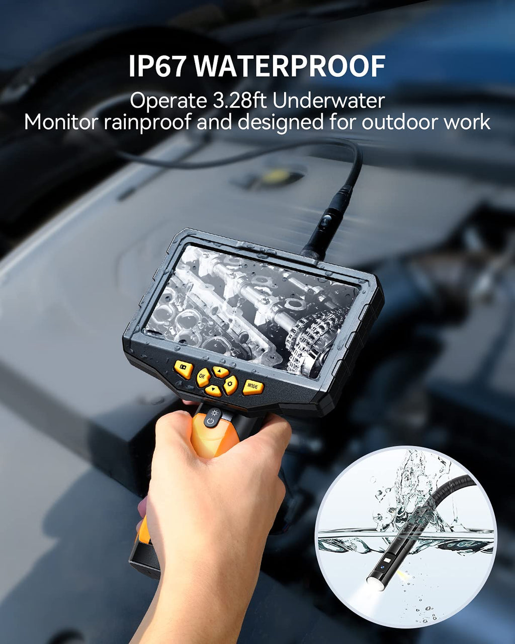 Triple-Lens Borescope Inspection Camera with Light K617