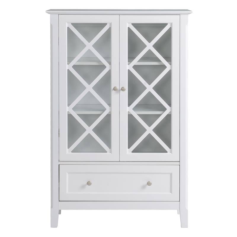 White Wood Accent Cabinet with Two Doors Q9236