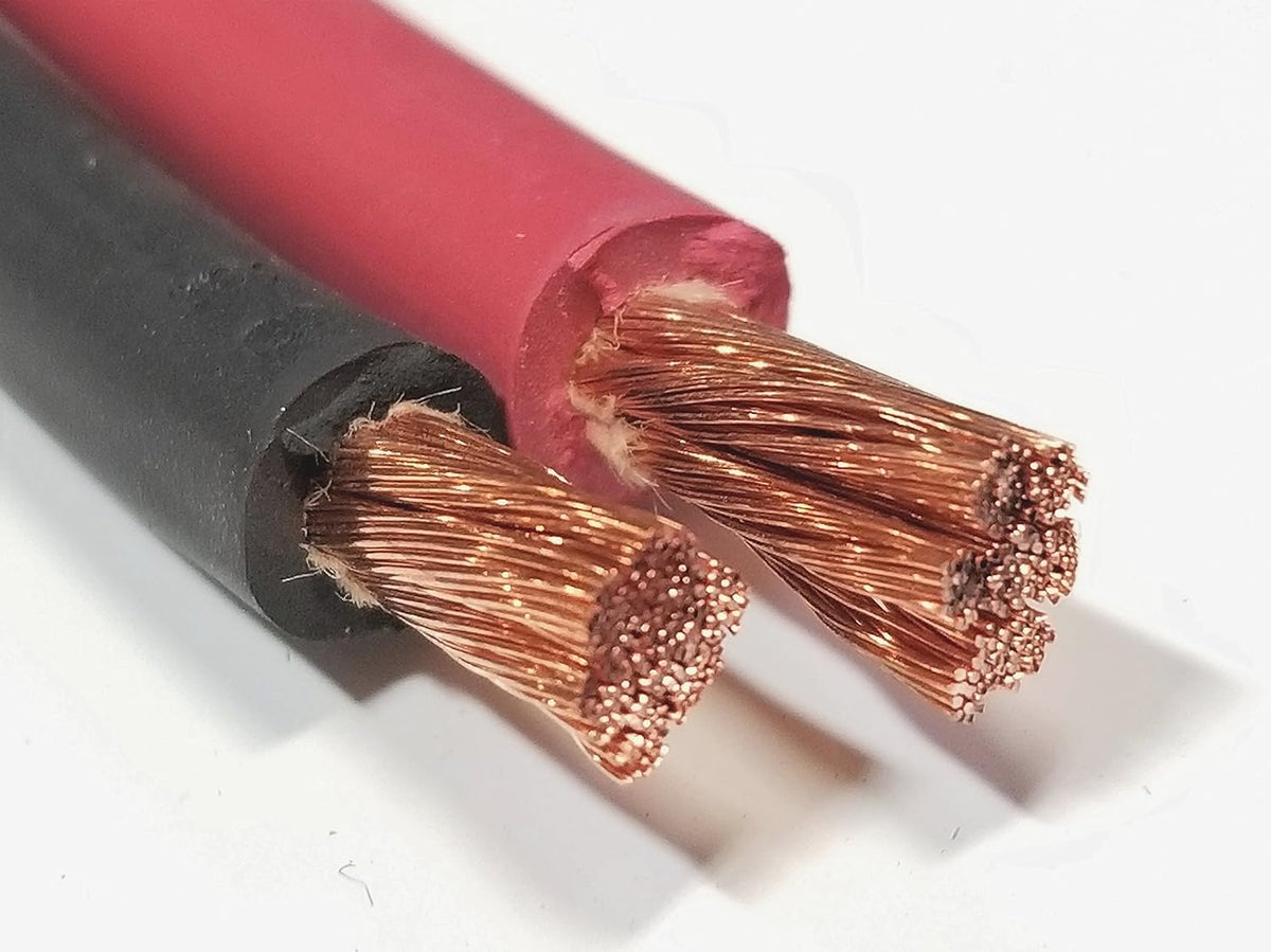 8 Gauge Pure Copper Flexible Cable Wire 50 ft Black + 50 ft Red W208233