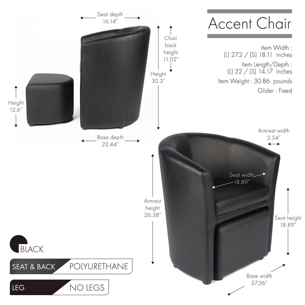 Brown Accent Club Chair with Foot Stool Z2934