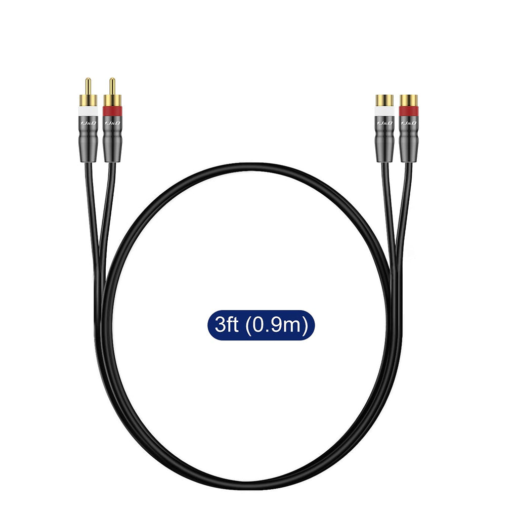 2 RCA Male to Female Extension Cable 6 Feet V1815