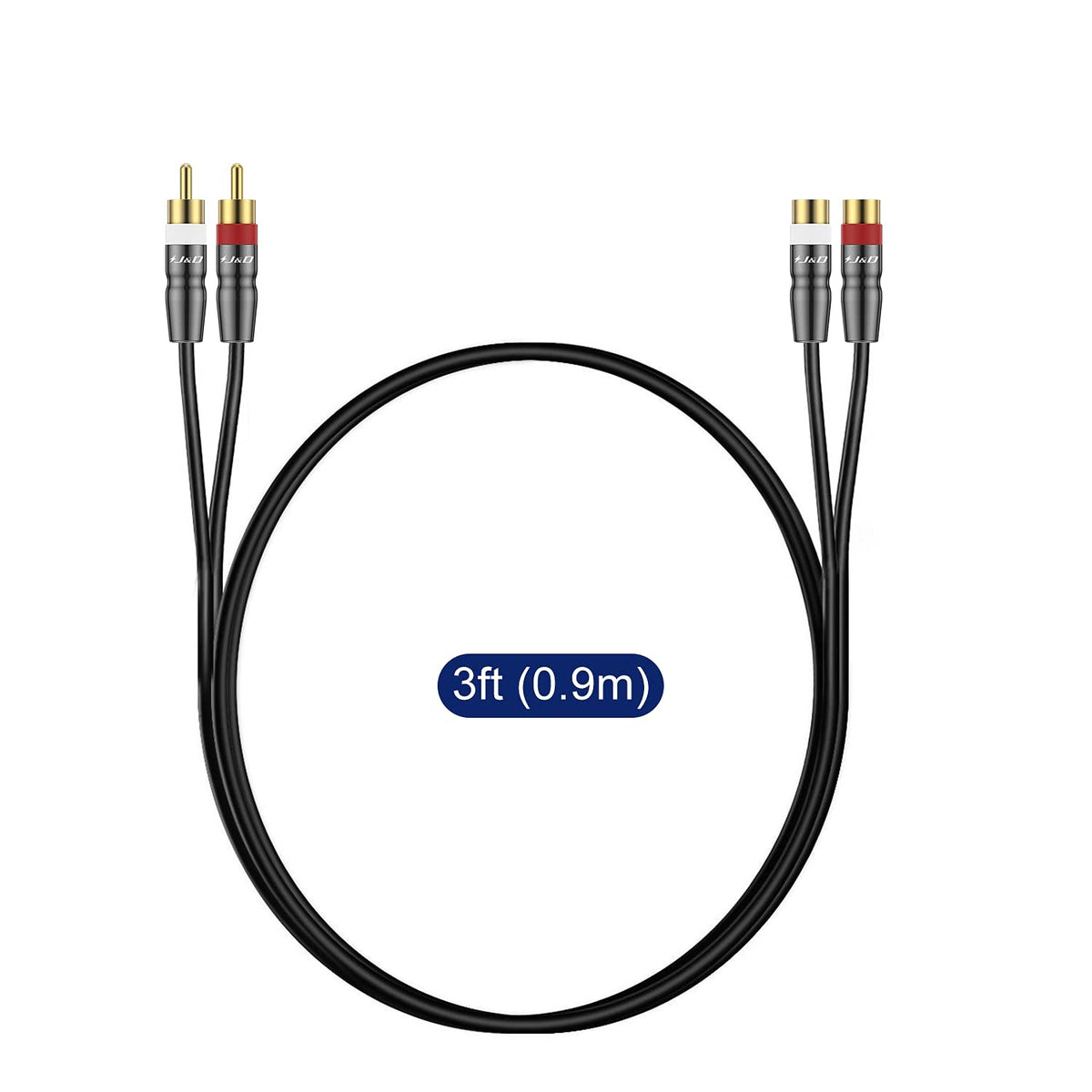 2 RCA Male to Female Extension Cable 6 Feet V1815