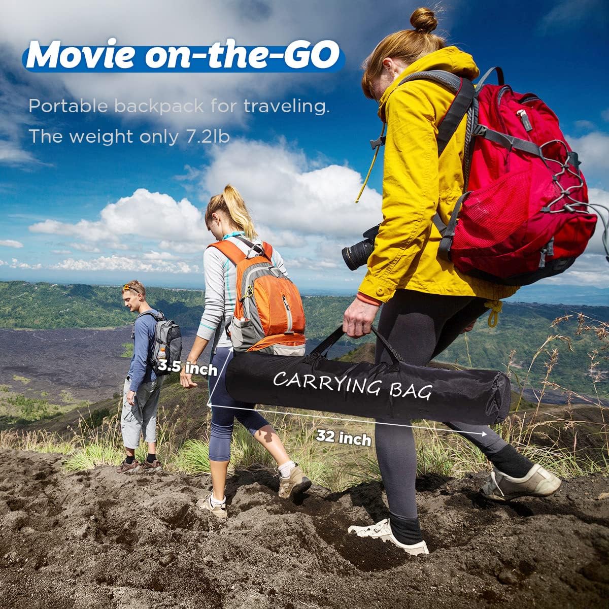 120 inch Portable Projector Screen with Stand and Carry Bag P675539