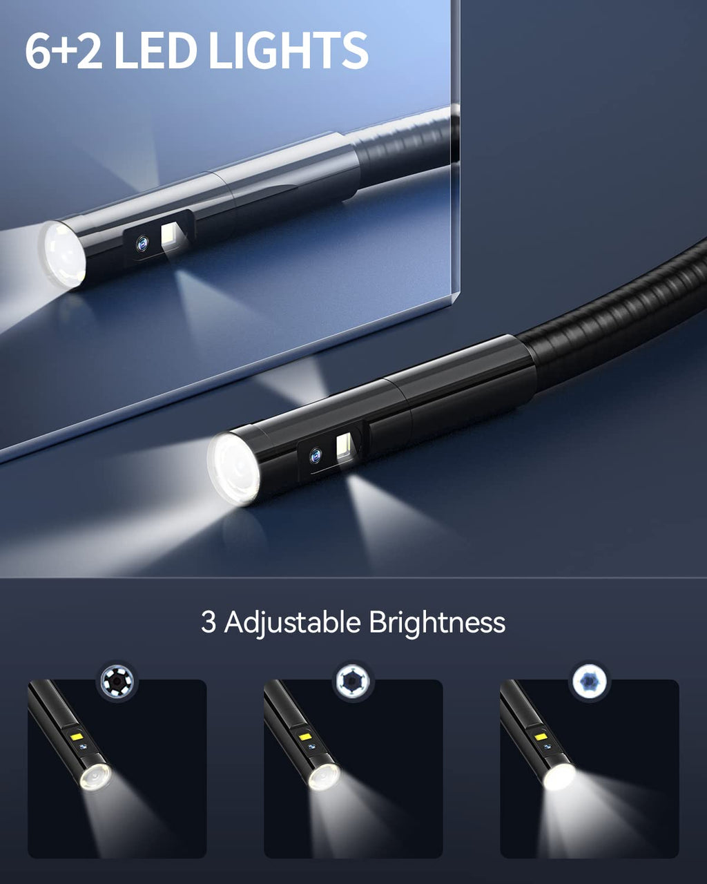 Triple-Lens Borescope Inspection Camera with Light K617