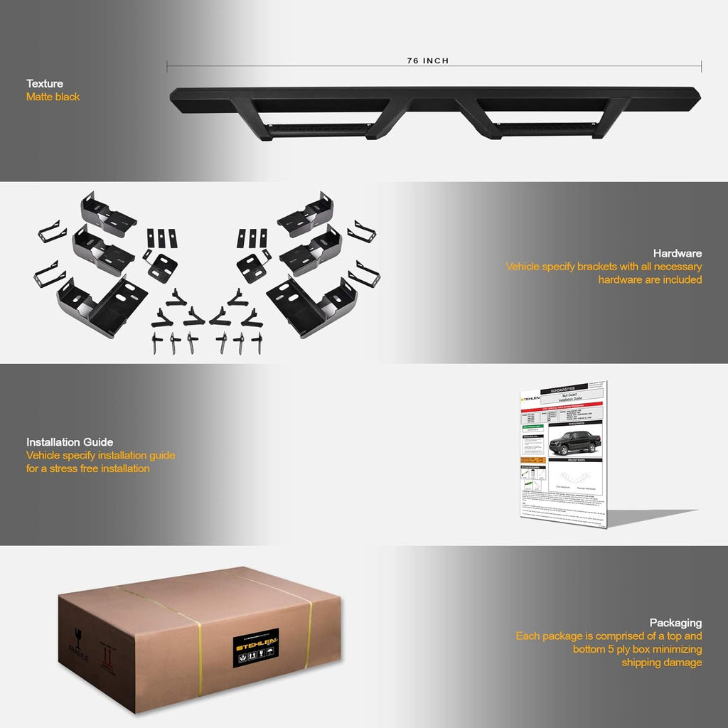 Matte Black Nerf Bars Running Boards for Ram 1500 Quad Cab N10937