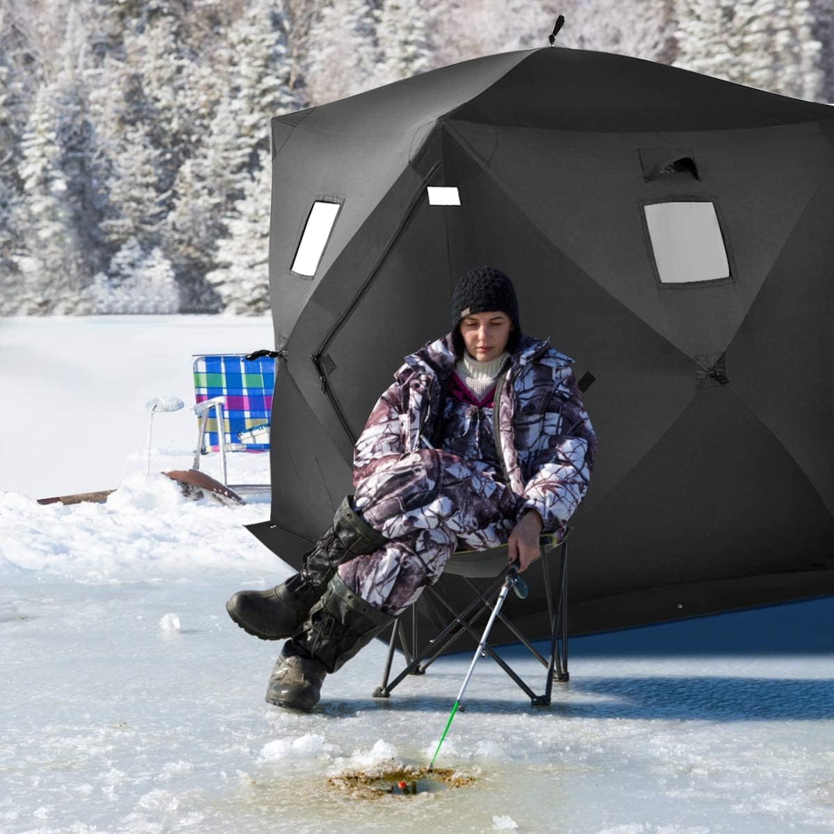 2-3 Person Pop-up Ice Fishing Shelter with Carrier Bag C8131
