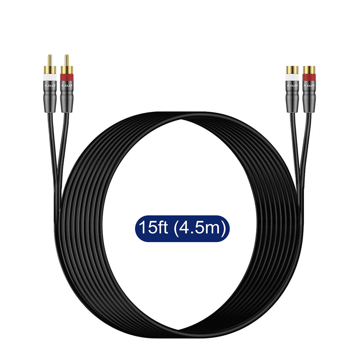 2 RCA Male to Female Extension Cable 6 Feet V1815