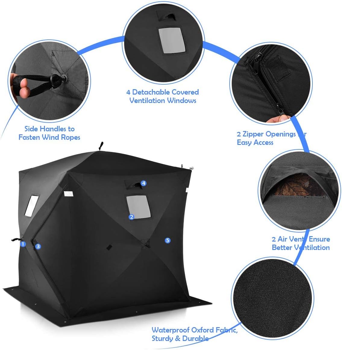 2-3 Person Pop-up Ice Fishing Shelter with Carrier Bag C8131