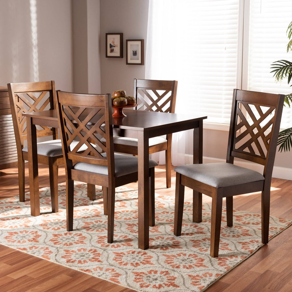 Grey Fabric Upholstered 5-Piece Dining Set V277801
