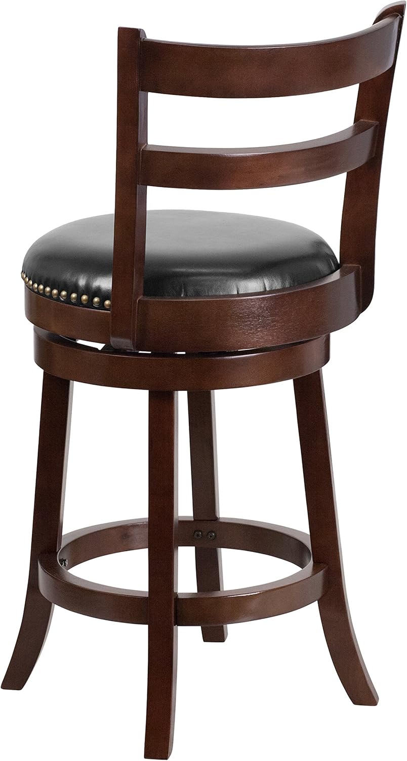 Cappuccino Wood Counter Height Stool with Black Swivel Seat B957835