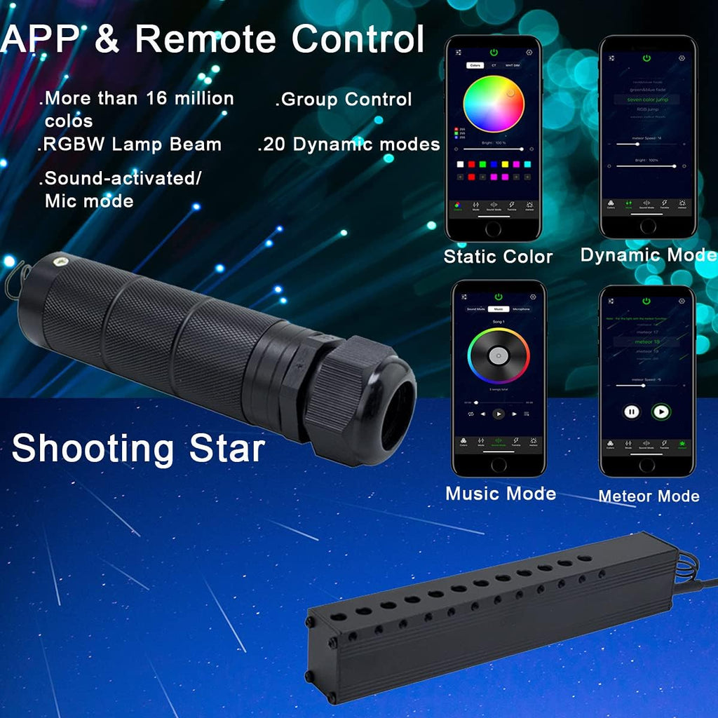 Bluetooth RGBW LED Fiber Optic Shooting Star Ceiling Light Kit X67398