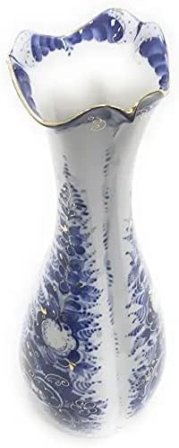 White & Blue Hand-Painted Porcelain Vase F1698