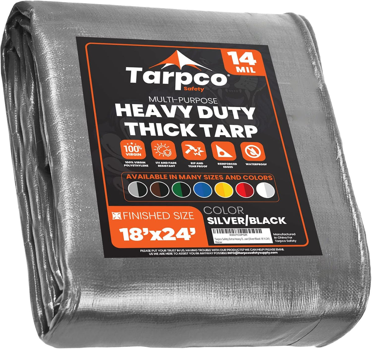 Extra Heavy Duty 14 Mil Waterproof UV Resistant Poly Tarp Z30749