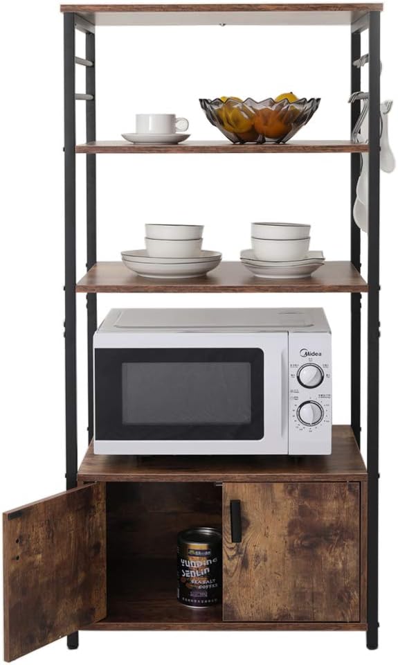 4 Tier Kitchen Baker's Rack with 8 Hooks F4192