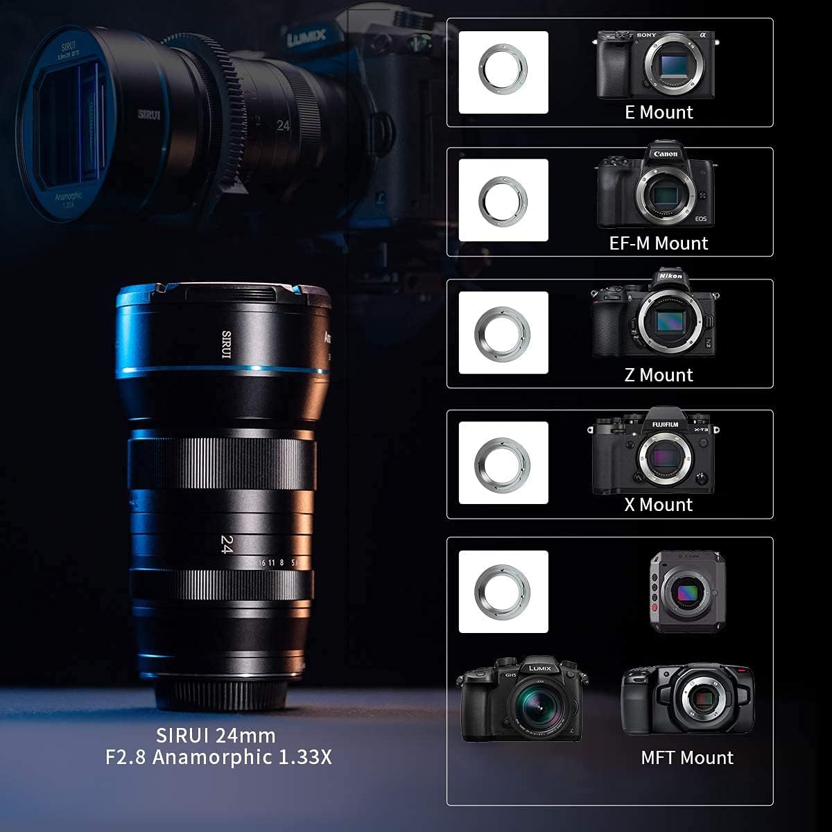 24mm Anamorphic Lens F2.8 1.33X APS-C Camera Lens (X Mount) F390367