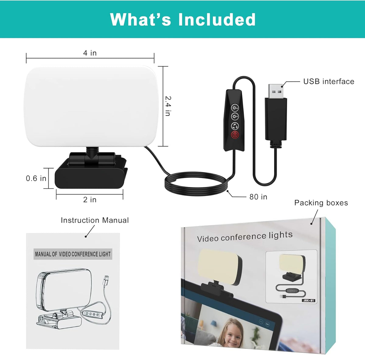 Video Conference Lighting with 3 Light Modes V984723