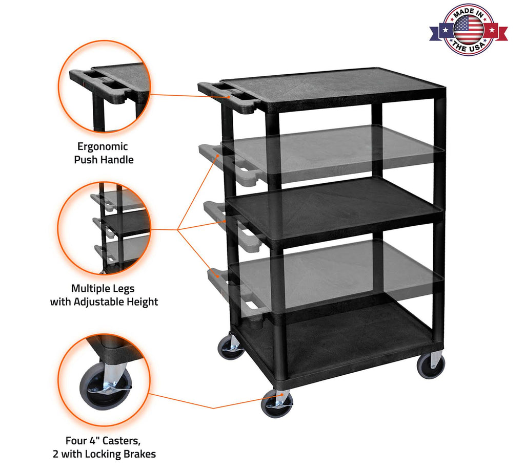 Black Multi Height Presentation Cart with Electric D2901