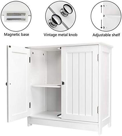 White Under Sink Storage Cabinet with 2 Doors B691567