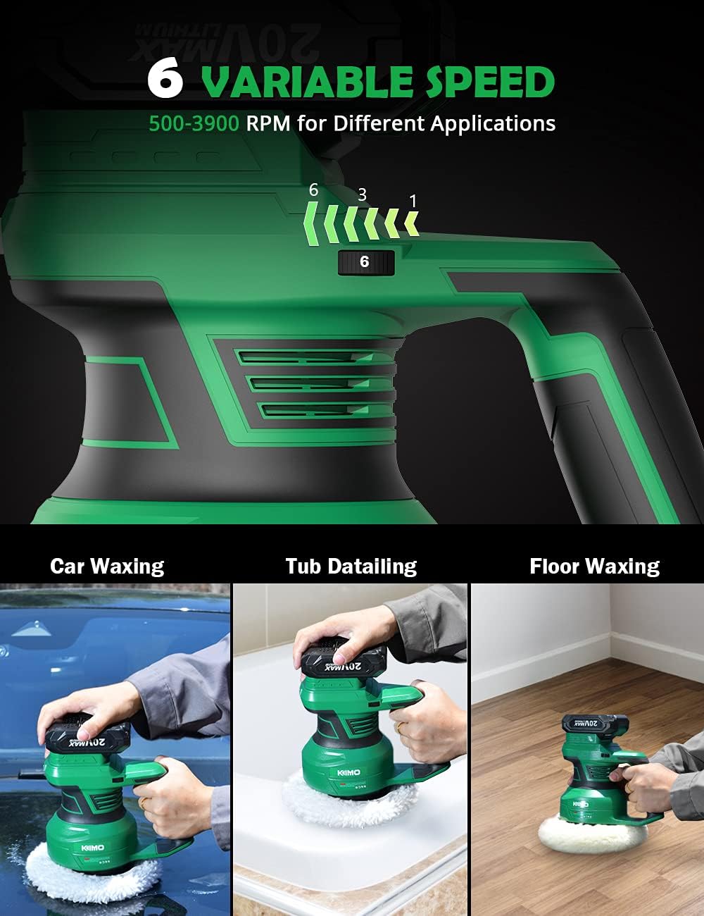 20V 7Inch Cordless Random Orbital Polisher with 6 Pads B183238