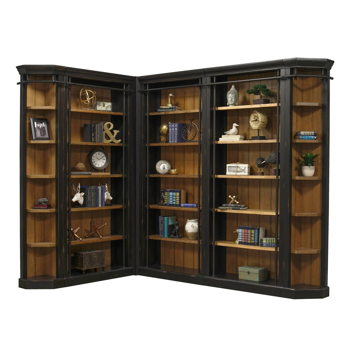 94x22 Corner Bookcase Honey/Black D595
