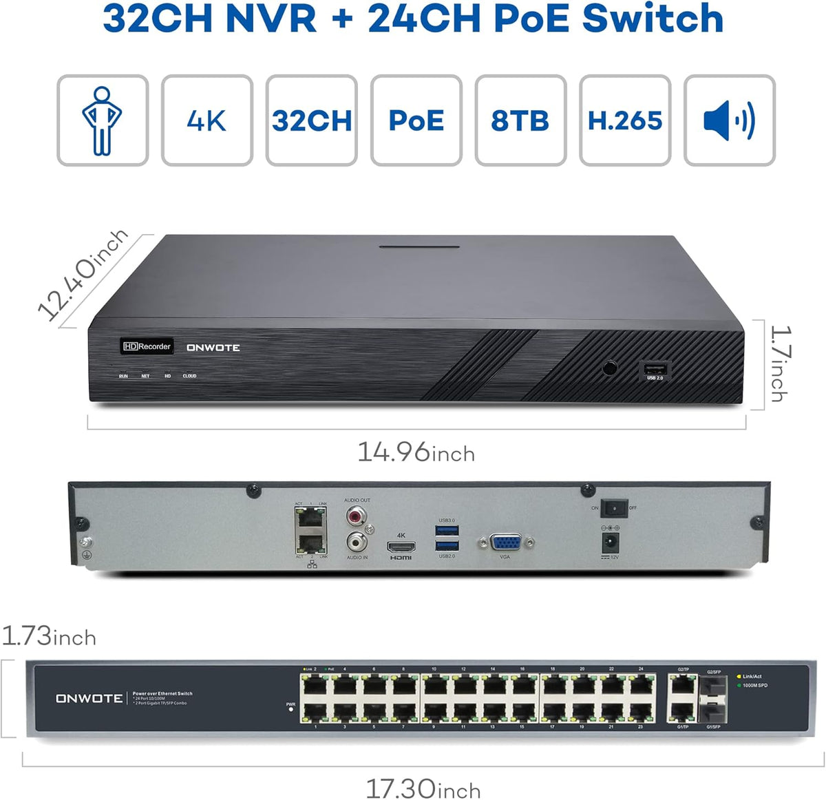 32 Channel 4K PoE Security Camera System 8TB V5231