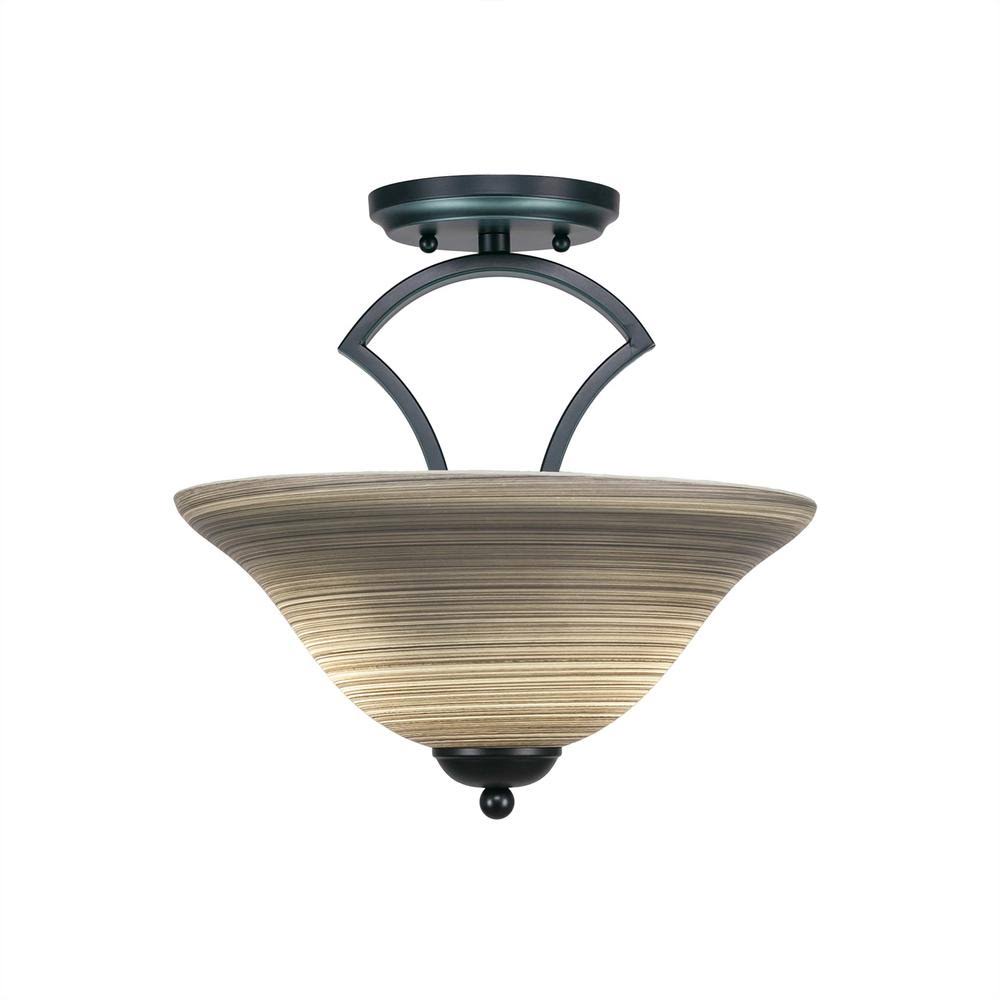 2-Light Matte Black Semi-Flush Mount T16317