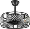 Black Caged Ceiling Fan with Light W44927