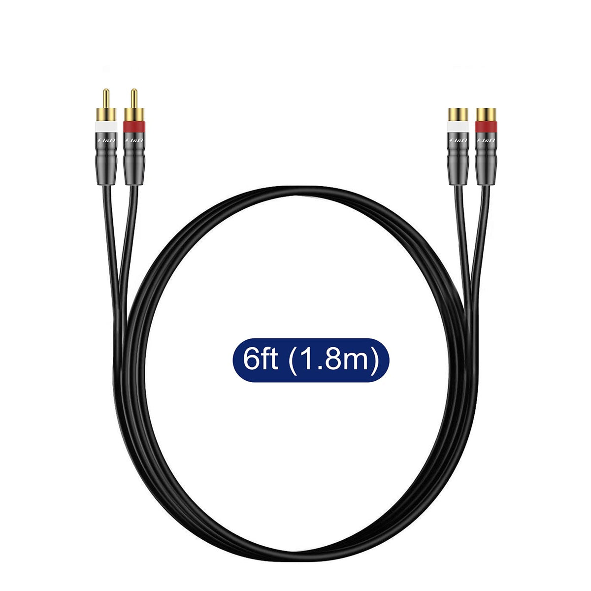 2 RCA Male to Female Extension Cable 6 Feet V1815