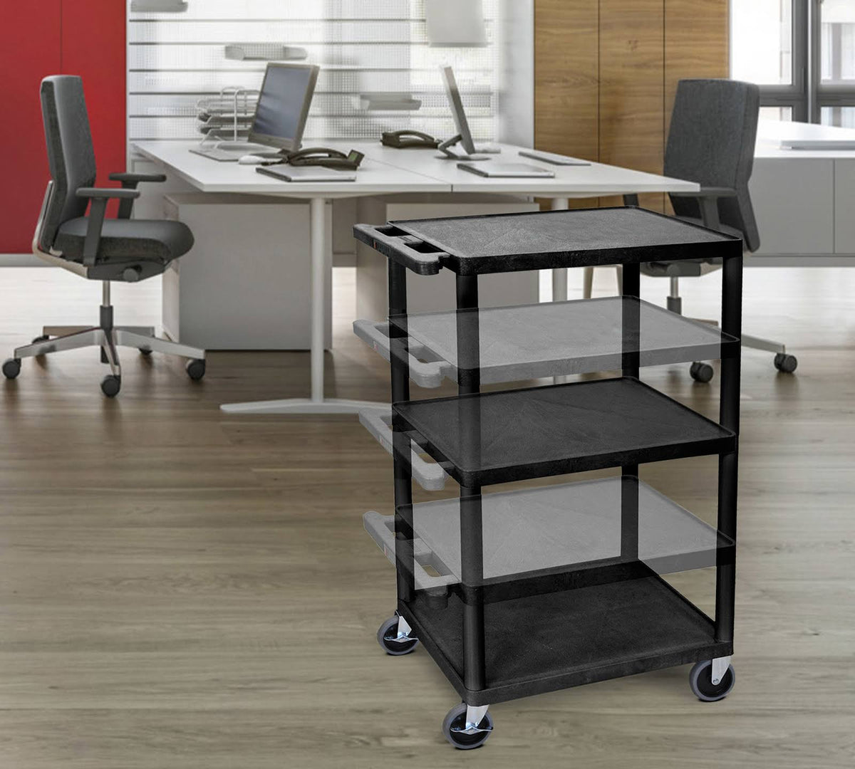 Black Multi Height Presentation Cart with Electric D2901