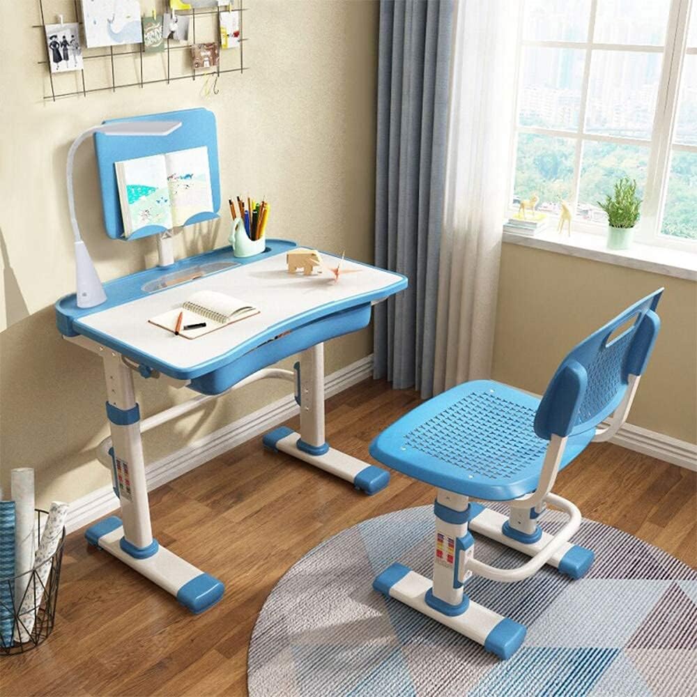 Kids Height Adjustable Desk and Chair Set with Tilt Desktop and Storage Drawer J586608
