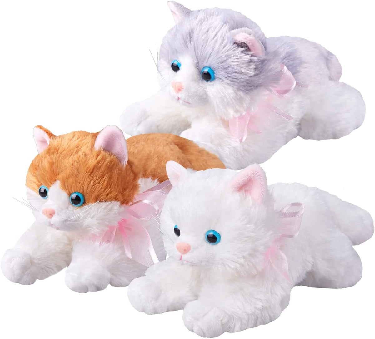 White Plush Cat Stuffed Animal Toy Set L550445