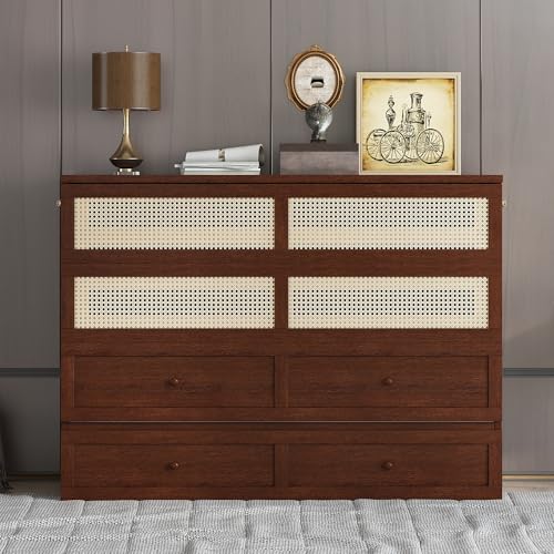 Queen Size Walnut Murphy Bed with Drawers L320