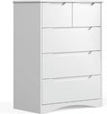 White 5 Drawer Wood Dresser L379006