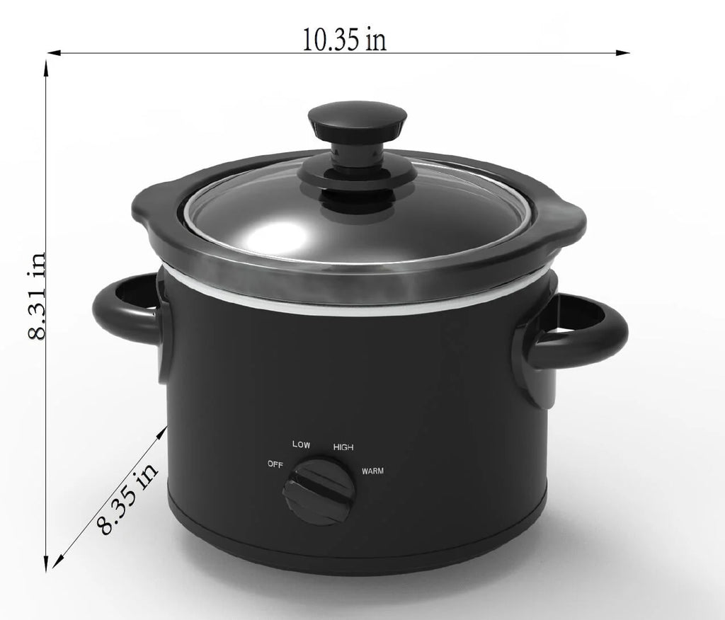 2 QT Slow Cooker, Matte Black Finish, Removeable Stoneware Pot P619