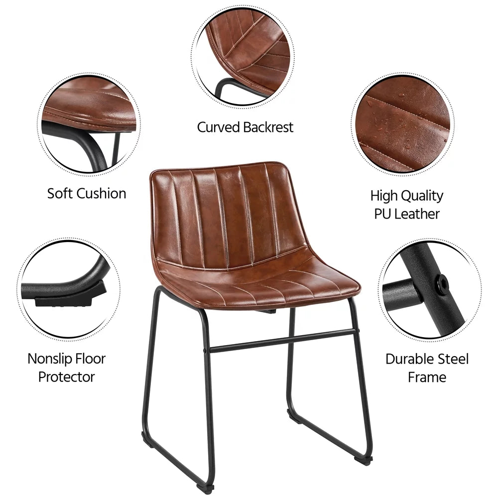Brown Faux Leather Dining Chairs R72060