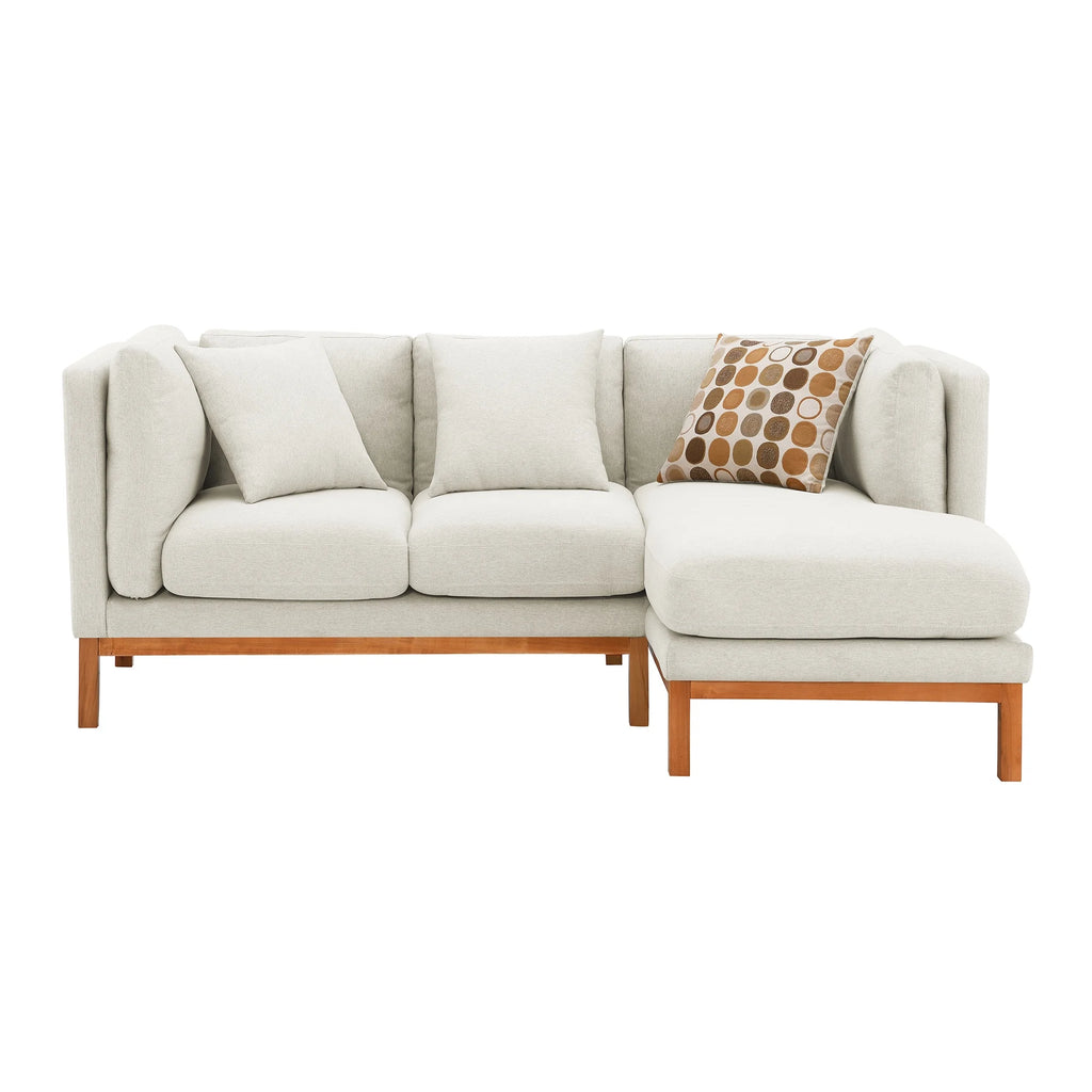 Cream Linen L Shaped Sectional Sofa with Chaise E693847