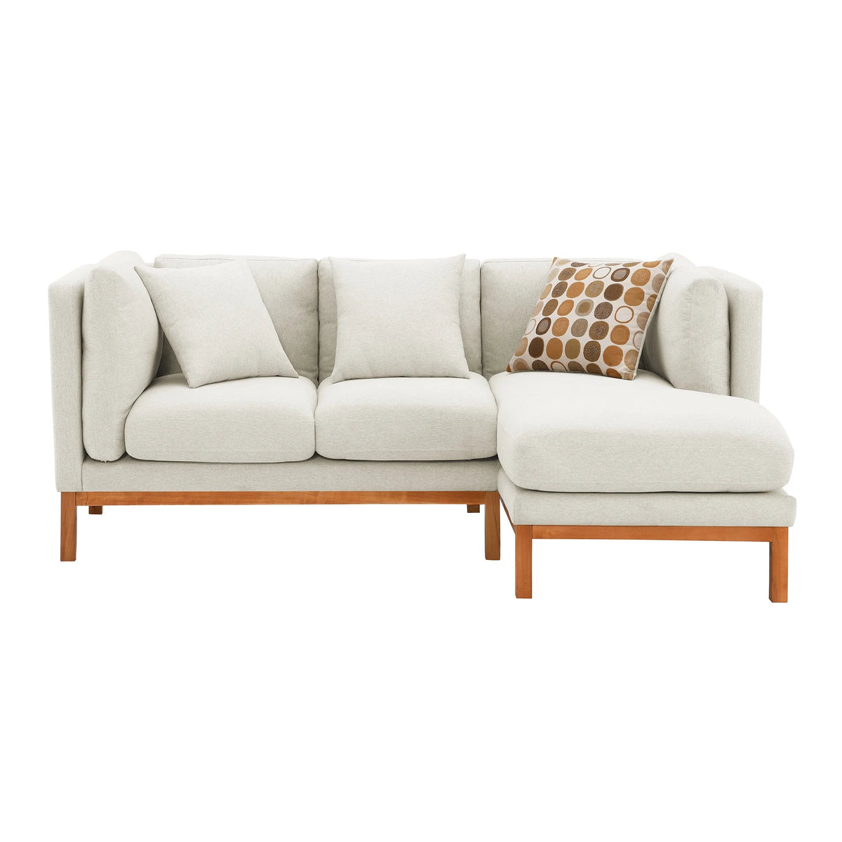 Cream Linen L Shaped Sectional Sofa with Chaise E693847