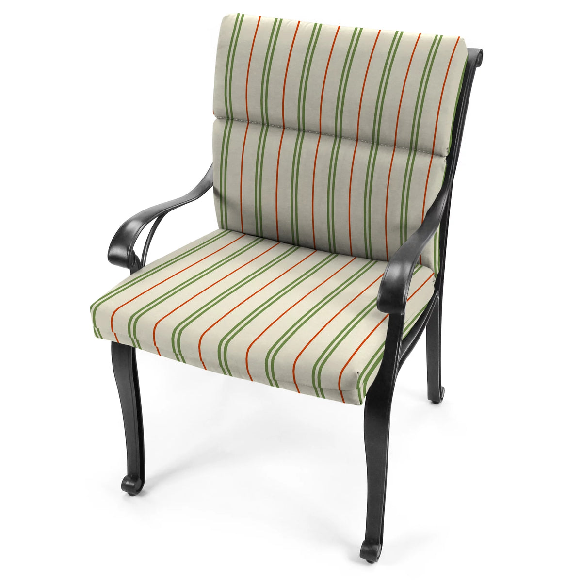 Cedar Grey Stripe Rectangular Outdoor Chair Cushion with Ties T194