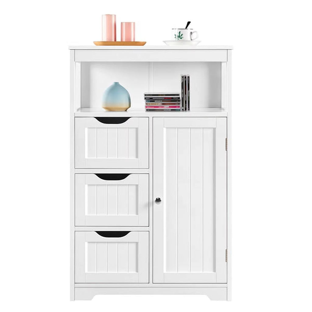 White MDF Wooden Bathroom Floor Cabinet with Drawers R2117